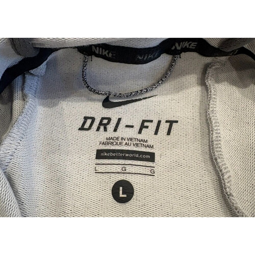NIKE Hoodie Men's Large Dri Fit Performance Pullover Sweatshirt Gray Drawstring - Picture 8 of 11